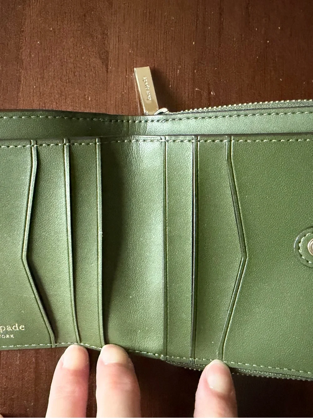 kate spade Olive Green Saffiano Leather Tote with matching wallet
